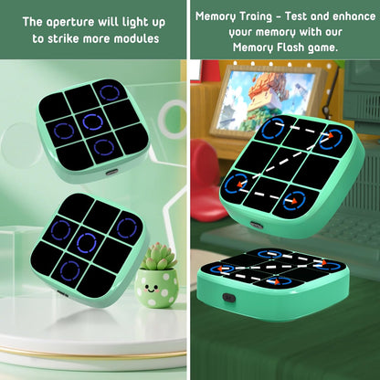 Tic-Tac-Toe Bolt Game, 4-in-1 Handheld Puzzle Games Console, Electronic Tic-Tac-Toe Game for Educational and Memory Growth, Portable Travel Games for Car Ride, Board Games for Kids and Adults (Cyan)