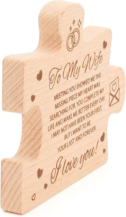 to My Wife Mothers Day Romantic Gifts for Wife from Husband - Wife Presents for Mothers Day Birthday Valentines Day Wedding Anniversary Family Christmas Decoration, Natural Wood Decor