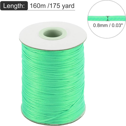 MECCANIXITY Waxed Cord 0.8mm Waxed Polyester Cord 175 Yard Wax String for Bracelet Making,Necklaces, Beading,Jewelry Making and DIY Crafts(Bright Green)