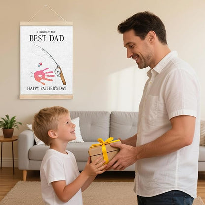 Fathers Day Footprint Art Kit – 12x16 inches Footprint Art Kit with Acrylic Paints – DIY Family Keepsake Craft, Father Daughter Activity, Father's Day Birthday Gifts Fit for Dad, Grandpa, BH06