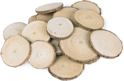Super Z Outlet Mini Assorted Size Natural Color Tree Bark Wood Slices Round Log Discs for Arts & Crafts, Home Hanging Decorations, Event Ornaments (5-8cm, 20pcs) - Crafty Corner