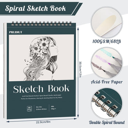 Sketch Book 9×12 inch, Spiral Bound Sketch Pad 50 Sheets (68lb/100gsm), Acid-Free Sketchbook for Drawing Painting Sketching, Art Paper Drawing Supplies for Teens Adults Artists Gifts - Crafty Corner