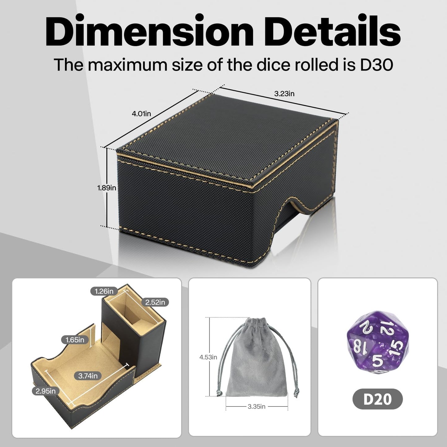 Dice Roller Tower, Premium DND Magnetic Dice Tray, Foldable PU Leather Dice Tower RPG Gifts for Dungeons and Dragons MTG Dm & Player Black/Brown