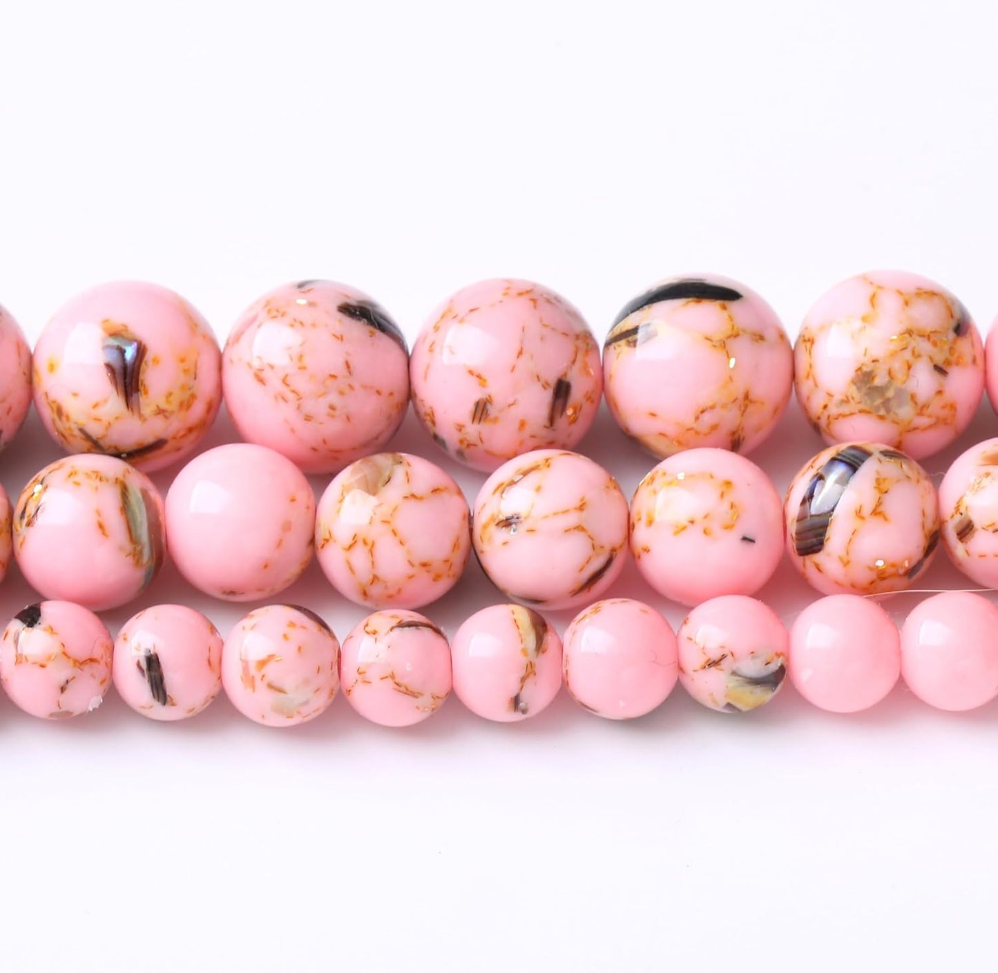 36PCS 10MM Pink Shell Turquoise Beads with Mother-of-Pearl Round Loose Beads for Jewelry Making 15