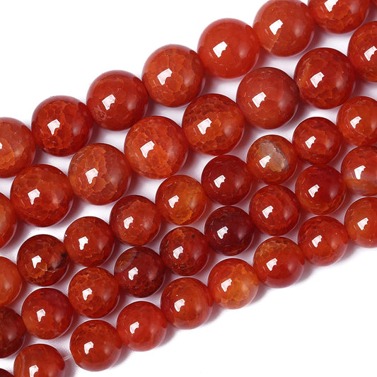12mm 32pcs Natural Red Dragon Vein Agate Stone Beads for Jewelry Making Energy Healing Round Beads DIY Bracelet Necklace Accessories 15" (12mm, Red Dragon Vein Agate)