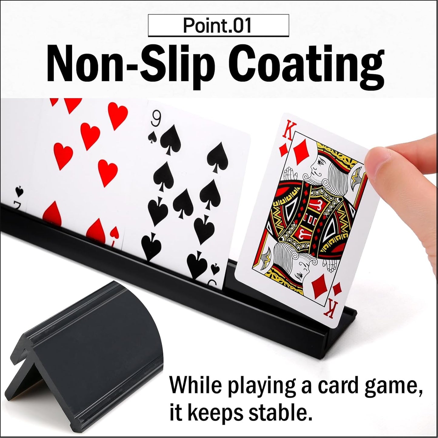 Lightweight Non-Slip Card Holder Stand – Set of 4, 13.4 Inches – Made in Japan for Card Games and TCG, Anti-Skid Base (4 Pack-Blue)