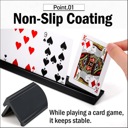 Lightweight Non-Slip Card Holder Stand – Set of 4, 13.4 Inches – Made in Japan for Card Games and TCG, Anti-Skid Base (4 Pack-Blue)