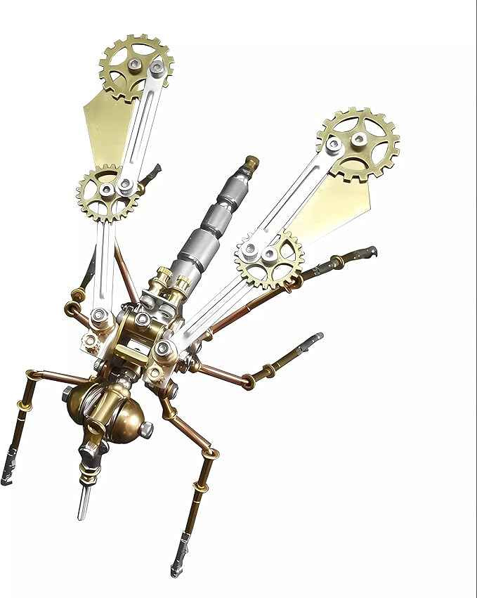 Mechanical Metal 3D Insect Mosquito Model Brass Puzzle Steampunk Electric Mechanical, Assembly DIY Gift Craft Hobby for Family and Friends (Mosquito A)