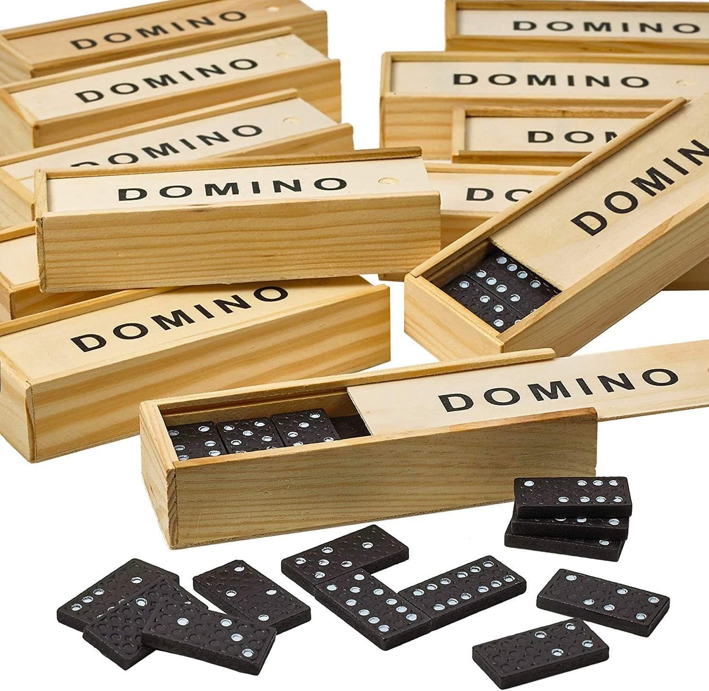 Kicko Mini Wooden Dominoes Set - 12 Pack - Miniature Classic Board Games - Small Blocks, Educational Toys, Game Tiles, Leisure Time, for Teens and Adults