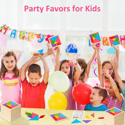 30 Pack Tangram Puzzle Wooden Kids Party Favors, Goodie Bags Stuffers for Kids, Return Gifts for Birthday Party, Classroom Prizes Rewards Bulk Gifts for Students