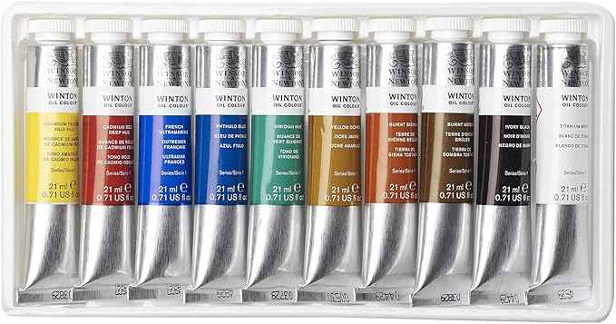 Winsor & Newton 1490697 Winton Oil Paint, Fine High-Quality Oil Paint, Even Consistency, Lightfast, High Coverage, Rich in Colour Pigments - 10 Oil Paint Set in 21 ml Tubes