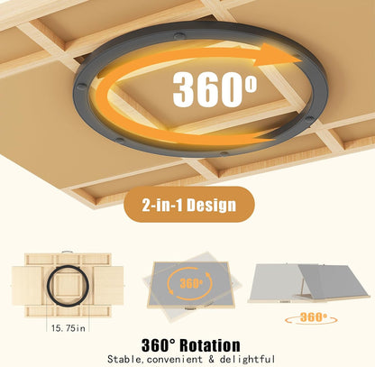 1500 Pieces 2-in-1 Tilting & Rotating Puzzle Board with 4-Angle Adjustment & Dual Rotation Mode, 34.05"x24.8" Portable Wooden Lazy Susan Jigsaw Puzzle Table with Drawers and Cover for Adults Gifts