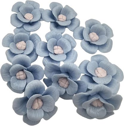 10 PCS 3D Flower Ceramics Mosaic Tiles,DIY Making Creative Ceramic Mosaic Tiles for DIY Craft Plates Flowerpots Vases Cups Mosaic Making Supplies (3D Blue Flower)