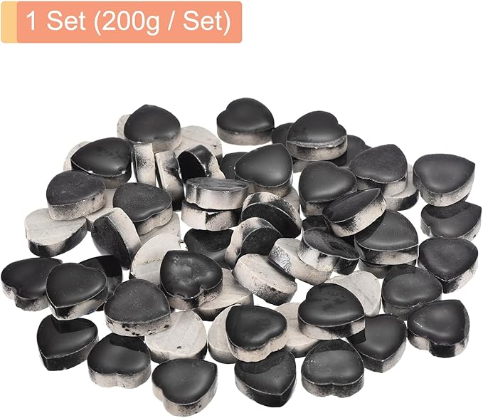 MECCANIXITY 200g Ceramic Mosaic Tiles for Crafts Bulk, Heart Black Ceramic Tiles for Mosaic Kits Garden Stepping Stone Cup Mat