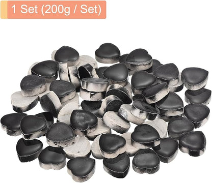 MECCANIXITY 200g Ceramic Mosaic Tiles for Crafts Bulk, Heart Black Ceramic Tiles for Mosaic Kits Garden Stepping Stone Cup Mat