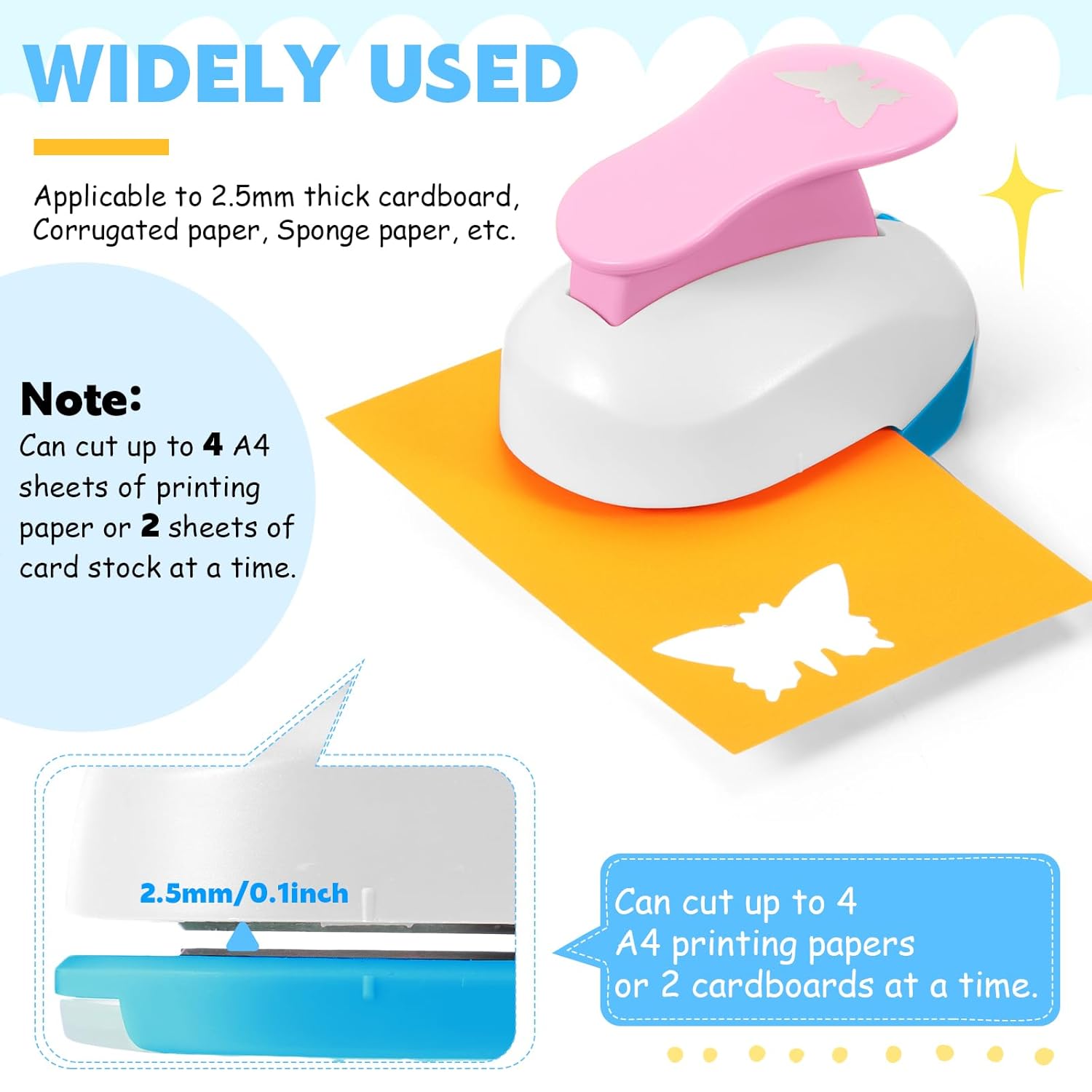 CHENGU 16 Pcs Craft Holes Punch Paper Punchers Scrapbook Punches with Craft Sticker Paper, Round, Star, Square, Heart, Flower, Wave Circle Shape (Flower Style,2 Inch) - Crafty Corner