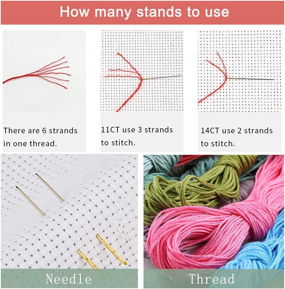 Cross Stitch Stamped Kit for Adults