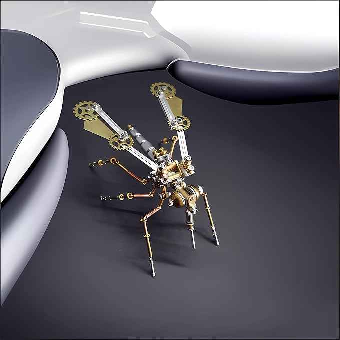 Mechanical Metal 3D Insect Mosquito Model Brass Puzzle Steampunk Electric Mechanical, Assembly DIY Gift Craft Hobby for Family and Friends (Mosquito A)