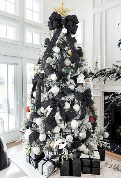 HUIHUANG Glitter Black Wired Ribbon for Christmas Tree 2.5 inch Black Diamond Mesh Wire Ribbon for Tree Decoration, Wreaths, Garland, Gift Wrapping, Bows Making, Halloween Decor -10 Yards - Crafty Corner