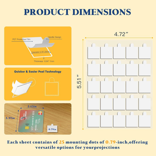 0.79" Double Sided Adhesive Dots, 75pcs Clear Mounting Putty No Residue, Easy to Peel Strong Sticky Tack for Wall Hanging, Crafts, Posters, Photos, DIY Projects