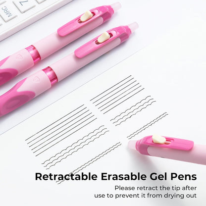 M&G 6 PCS Retractable Erasable Gel Pens, 0.5mm Black Ink Gel Pen, Fine Point Erasable Pen Make Mistakes Disappear, Premium Comfort Grip Note Taking and Crossword Puzzles