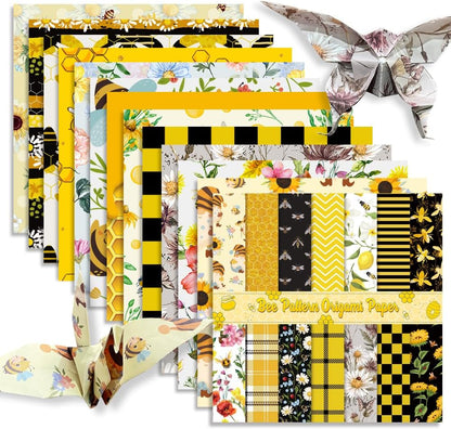 Square Origami Paper 6x6 Double Sided 50 Sheets 50 Colors 70GSM Origami Kit Japanese Chiyo Easy Fold Arts Crafts DIY Handwork Beginner Bee - Crafty Corner