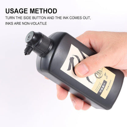 120 ML/4 OZ Calligraphy Ink - Versatile Elegance Chinese Brush Ink for Beginner Practice Traditional Art Works and Japanese Brush Black Ink - Crafty Corner