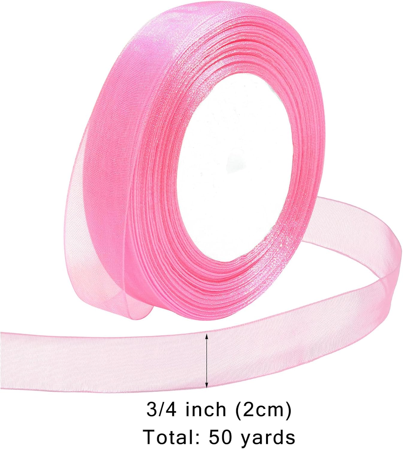 Ribbon for Gift Wrapping 3/4 inch Pink Sheer Organza Ribbon for Flower Bouquet Tulle Thin Chiffon Ribbons for Wedding Invitations Christmas Halloween Presents Decorations Crafts 50 Yards - Crafty Corner