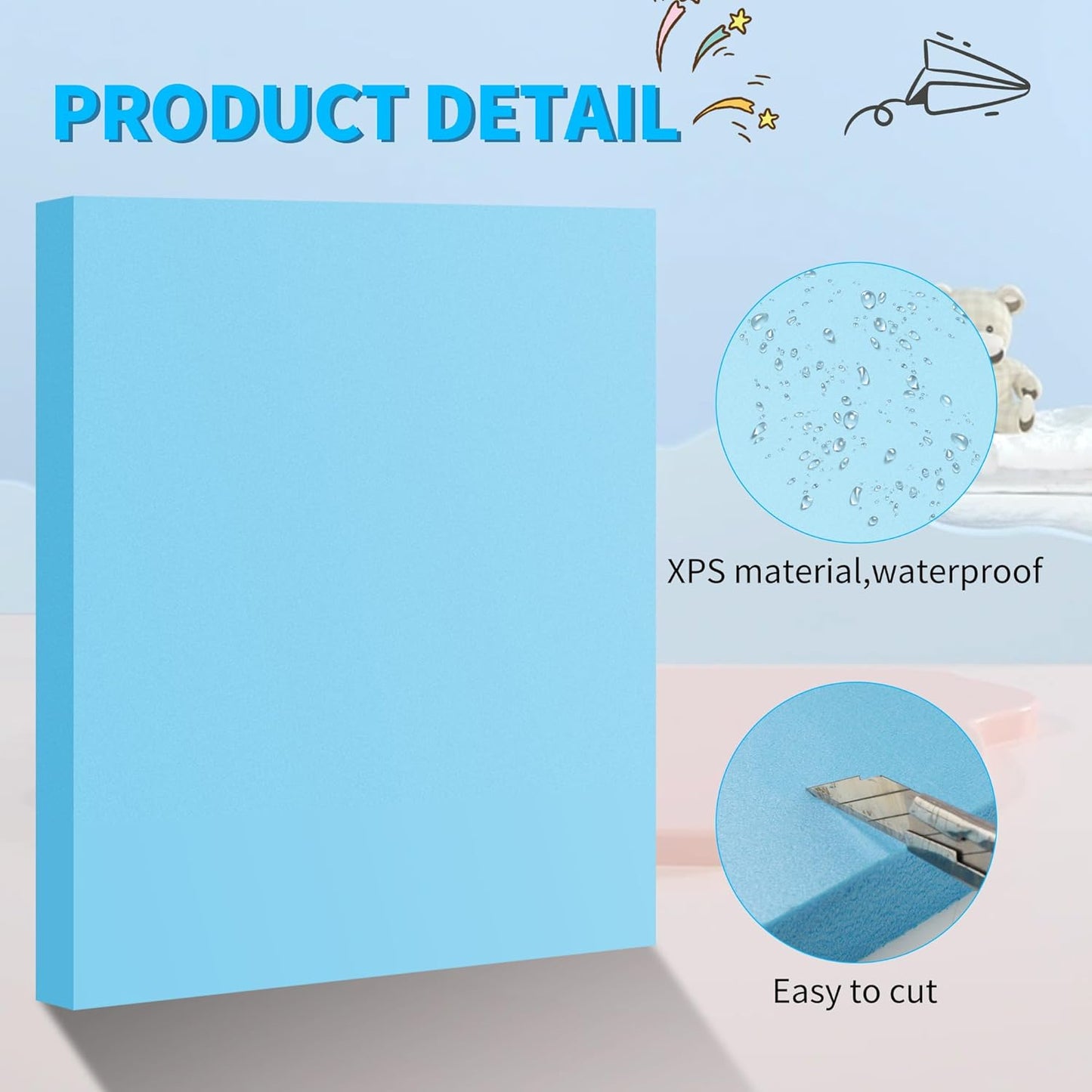 LuckyFoam Blue 4 Pack 15x12x1 inch Foam Sheets 1 Inch Thick Polystyrene Rectangles XPS Foam Board Craft for Insulating DIY Modeling Art Supplies - Crafty Corner