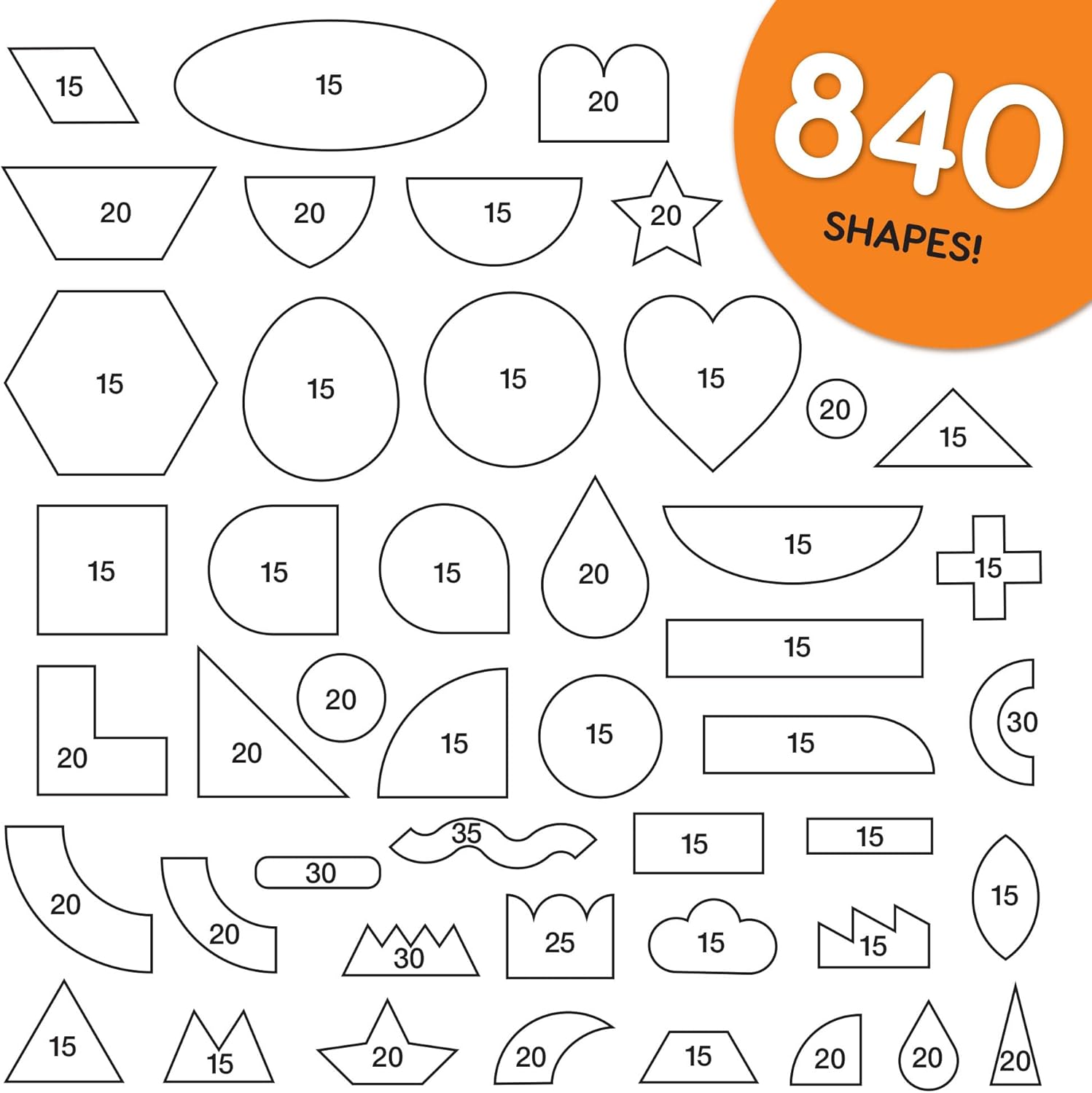ARTshapes 840 pc Creative Paper Shapes Pack with 70+ Idea Guide - US Made Card Stock - Punch Out Funky DIY Craft Supplies for Whimsical Art Designs, Paper Crafts, and Pattern Play 5 Bright Colors - Crafty Corner