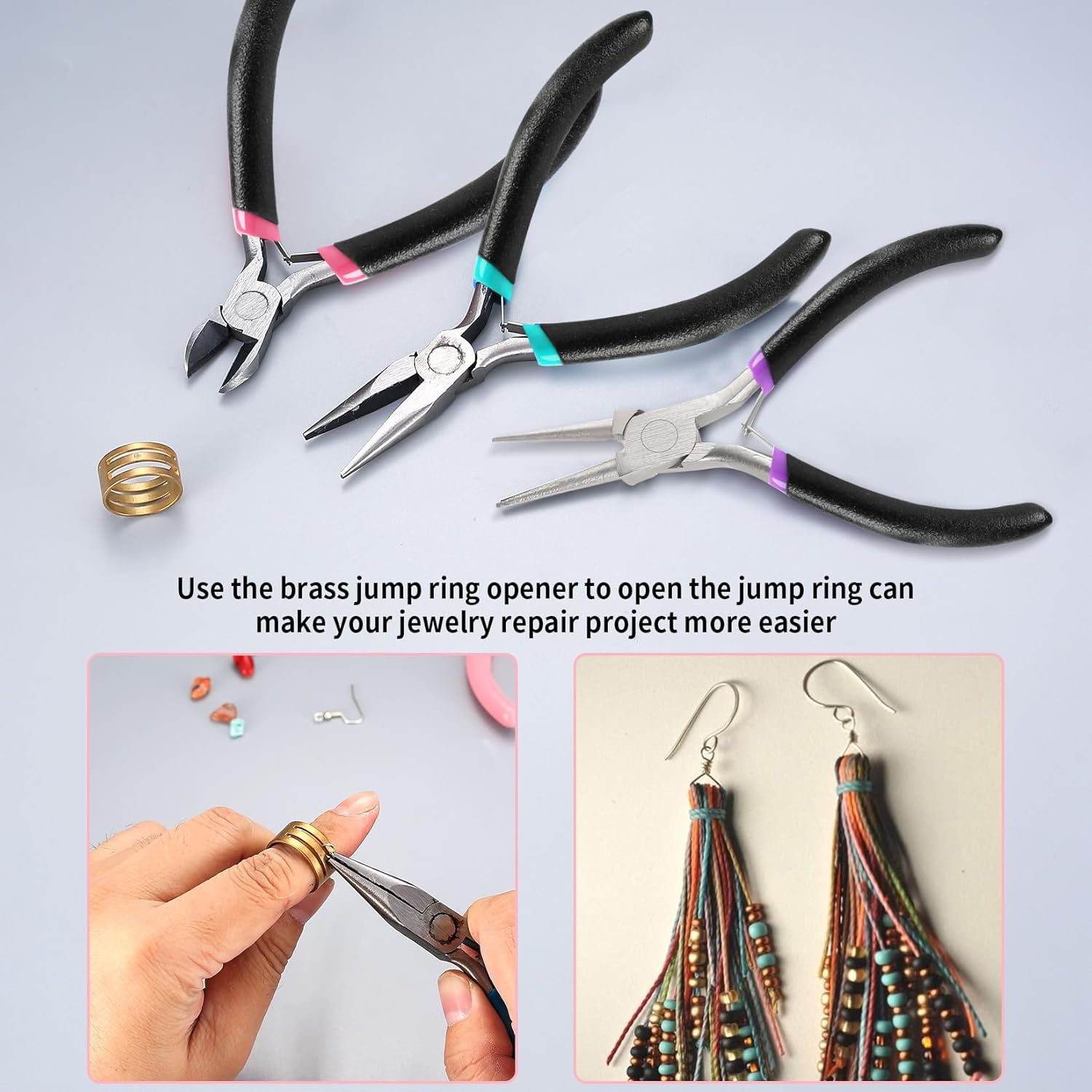 3 Pcs Jewelry Making Tools Pliers Kit, Includes Needle Nose/Round Nose Pliers/Diagonal, Wire Cutters for Jewelry Making Wire Wrapping Beading Crafts Matte Handle - Crafty Corner