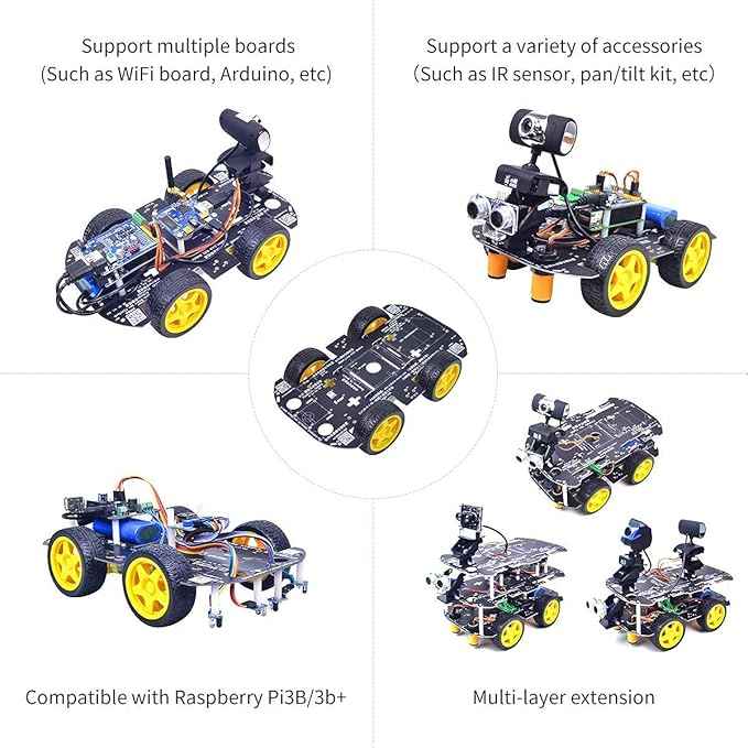 Robot Chassis 4WD Robot Car Smart Chassis Kit with 4 TT Motor for Arduino/Raspberry Pi/Jetson Nano, Smart Robotic Car Chassis DIY Learning Kit