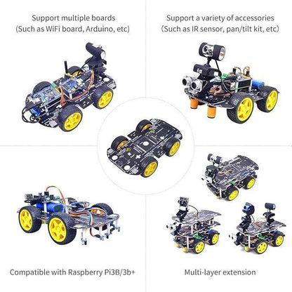 Robot Chassis 4WD Robot Car Smart Chassis Kit with 4 TT Motor for Arduino/Raspberry Pi/Jetson Nano, Smart Robotic Car Chassis DIY Learning Kit