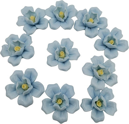 10PCS 3D Flower Ceramics Mosaic Tiles,DIY Making Creative Ceramic Mosaic Tiles for DIY Craft Plates Flowerpots Vases Cups Mosaic Making Supplies (3D Sky Blue Flower)