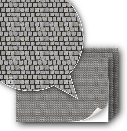 3 Sheets Self-Adhesive Decorative Film Paving Stones and Surfaces for Model Making in Scale 1:87 Scale H0 (UK: 3.5 mm Scale) (Cobblestone)