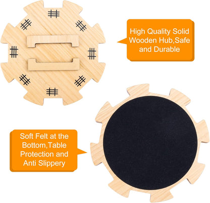 Mexican Train Dominoes Accessories Set with Wooden Hub (Felted Bottom) - Includes 9 Metal Train Markers & 100-Sheet Score Pads - Mexican Train Domino Game Replacement Parts for 2-8 Players Family Game