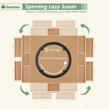 1500 Pieces Rotating Puzzle Board with 6 Drawers,34.25"x25.2" Portable Wooden Jigsaw Puzzle Table with Lazy Susan Spinning Cover