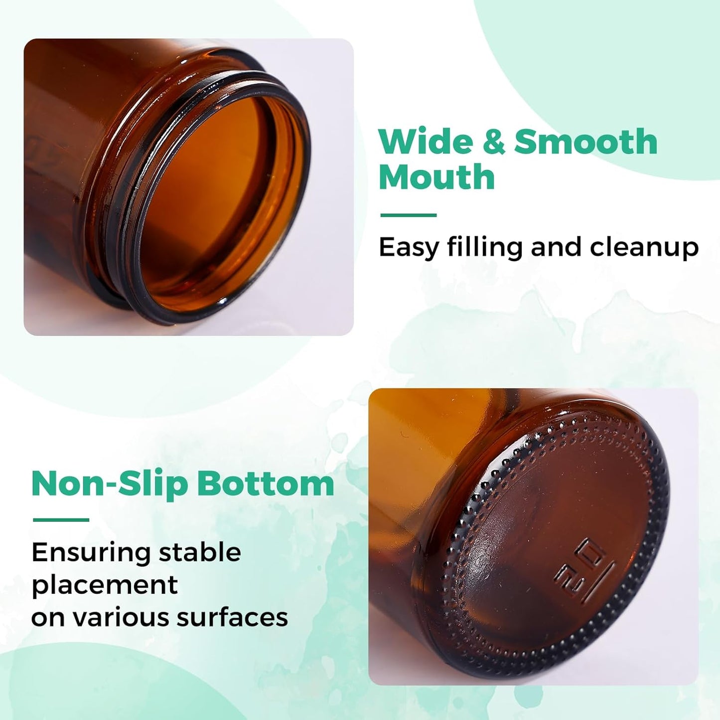 2OZ Amber Glass Jars with lids, 36 Pack Empty Cosmetic Jars, Refillable Airtight Wide Mouth Container for DIY, Sample, Cream, Lotion, Candle Making, Powder, Cosmetic