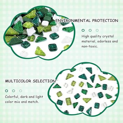 Swpeet Mixed Colors Shine Crystal Series Mosaic Tiles Assortment Kit, Square and Triangle Glitter Crystal Tiles Perfect for Home Decoration Crafts