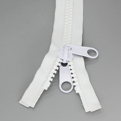 Leekayer #10 Heavy Duty Zippers Separating Large Plastic Zippers White Tape with Double Pull Tab Slider, for Sewing,Sleeping Bag, Boat, Canvas, Cover, Trampoline, Dog Bed,Tent (72" 1pcs)