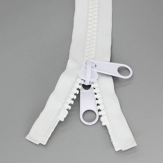 Leekayer 2PCS #10 60 Inch Heavy Duty Zippers for Sewing Separating Large Plastic Zippers White Tape with Double Pull Tab Slider, Sleeping Bag, Boat, Canvas, Cover, Trampoline, Dog Bed,Tent (60" 2pcs)