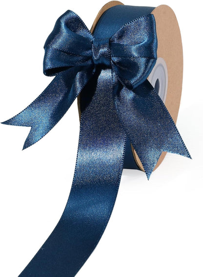 LaRibbons Navy Satin Ribbon 1 Inch 50 Yards Luxury Double Faced Blue Silk Ribbon for Flower Bouquet Crafts Gift Wrapping Wedding Bow Decoration - Crafty Corner