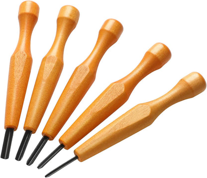 WILLBOND 5 Pcs Linocut Carving Tools Set - Triangular Linoleum & Wood Carving Knife Chisel V Shaped Tools for Linocut Printmaking & Woodcarving (1.5mm, 2mm, 3mm, 4mm, 5mm)