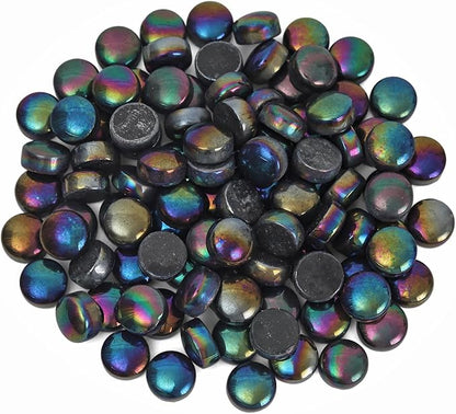 Artspac Iridescent Glass Mosaic Tiles for Crafts, 150g Round Mosaic Glass Pieces,DIY Mosaic Making Supplies for Beginners