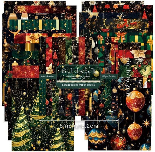 Chritmas Scrapbook Paper Ballon Ribbon Festival Patterned Paper 6×6,24 Sheets Single-Sided Scrapbooking CardStock Papers Pad for Holiday Cardmaking DIY Origami Journaling Papers. - Crafty Corner