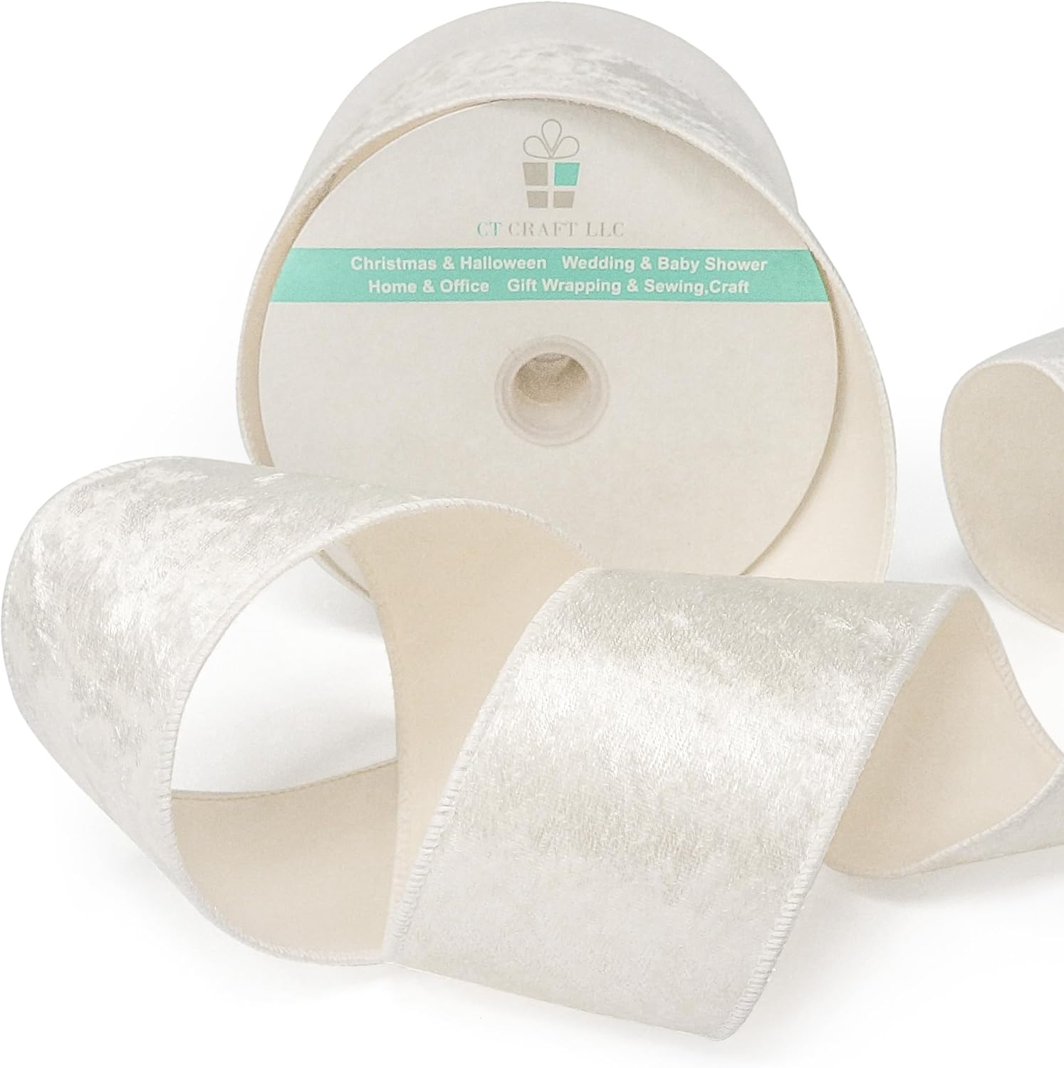 Ivory Velvet Ribbon 2.5 Inch x 10 Yards for Christmas Tree Topper Home Decoration Wreath Gift Wrapping DIY Craft - Crafty Corner