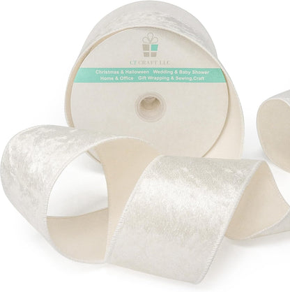 Ivory Velvet Ribbon 2.5 Inch x 10 Yards for Christmas Tree Topper Home Decoration Wreath Gift Wrapping DIY Craft - Crafty Corner