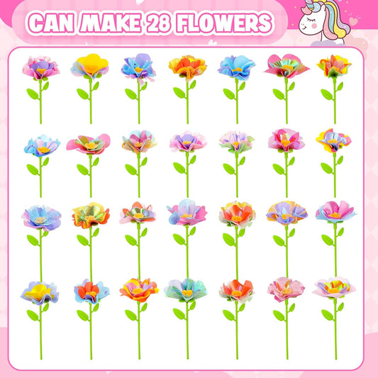 cosone DIY Fabric Flower Bouquets Toys Accessories - Flowers Market Toy Accessories - Arts & Crafts Toy Accessory Craft Kit for Girls Ages 3 4 5 6 7 8, Educational Preschool Arts & Crafts Toys