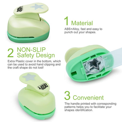 UCEC Star Hole Paper Punch, Star Lever Puncher for Crafts, 1 Inch Craft Punch, 5/8 inch Hole Punch Shape, 3/8 inch Paper Punch for Crafting - Crafty Corner