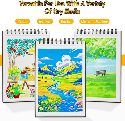 8.3x5.8 Sketch Book, Top Spiral Bound Sketch Pad, 60sheets 92lb/150gsm Bright White Paper, Acid-Free Mixed Media Paper for Painting, Dawing & Art Supplies. B-DarkCoffee - Crafty Corner